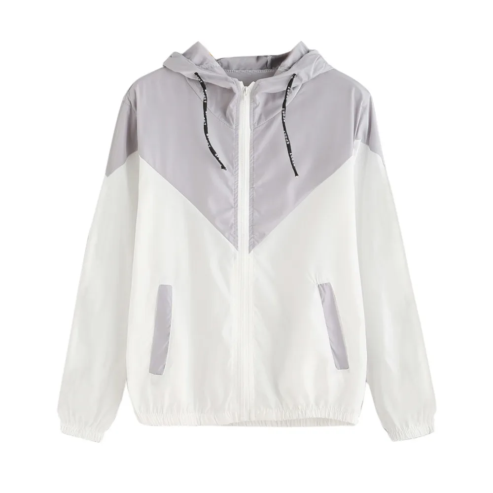 

New Autumn Winter Fashion Women Long Sleeve Patchwork Soft Thin Skinsuits Hooded Zipper Pockets Sweatshirt Tracksuit Casual Coat