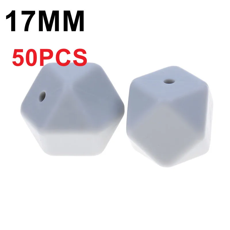 71 Glacier Gray Силиконовые бусины 50 шт. 17 мм шестигранный Прорезыватель детский Прорезыватель для ношения на цепочке Аксессуары для детского душа подарок пустышка цепочка для кормления игрушка - Цвет: 71 Glacier Gray