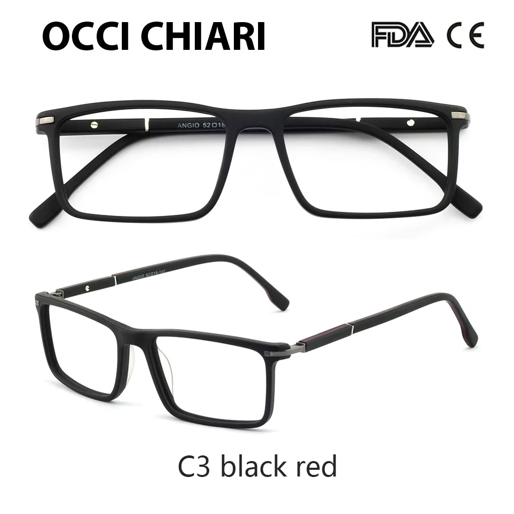 C3 black red OCCI CHIARI, анти-синий светильник, очки для мужчин, компьютерные оптические очки Gafas, черные оправы для очков по рецепту, ретро очки с прозрачными линзами - Цвет оправы: C3 black red