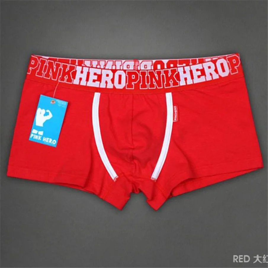 Pink Heroes Для мужчин нижнее белье Мягкий хлопок боксер Для мужчин базовые боксеры плюс Размеры Для мужчин s с бантами; дышащие трусы, фирменные - Цвет: Красный