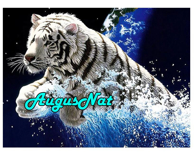 white tiger diamond painting cross stitch animals daimont embroidery pictures water diamand mosaic canvas paint poster large | Дом и сад