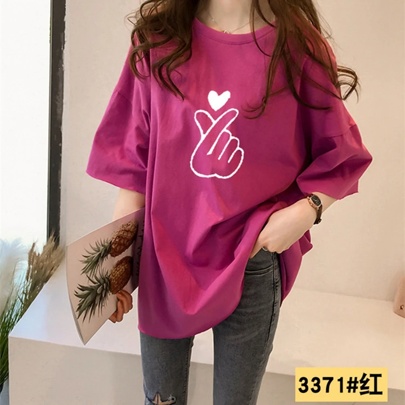 Large size women's T-shirt beauty hair plus 8XL 9XL10XL summer round neck short sleeve loose red big top | Женская одежда