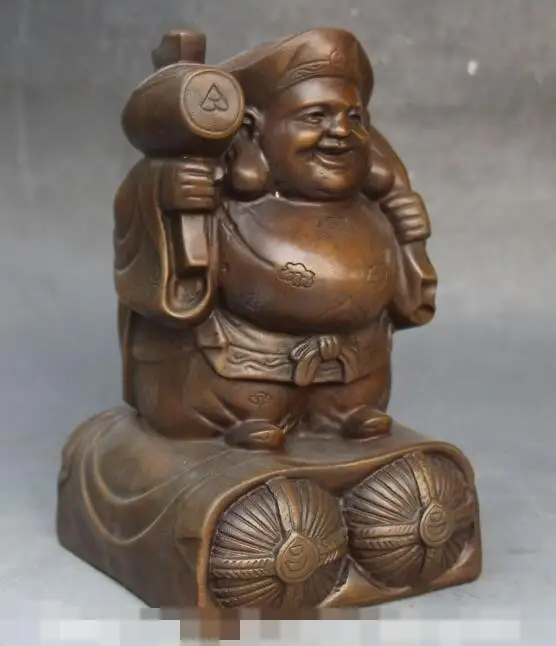 S5226 8 &quotКлассическая Бронзовая подставка японская маммон для денег Золотая сумка