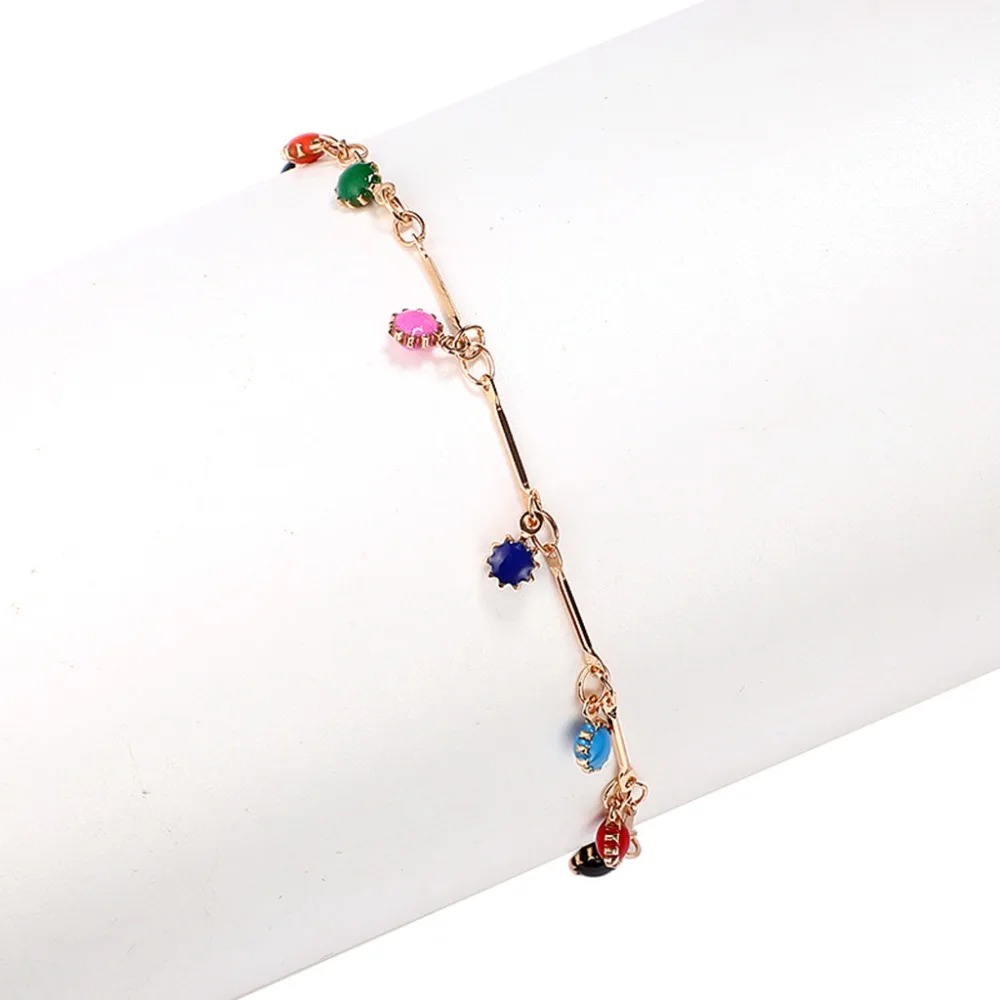 Vintage Creative Flower Candy Color Anklet Bracelet Foot Jewelry Leg New Anklets Ankle Bracelets#4J13
