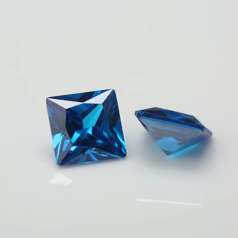 

50PCS 2x2~10x10mm Square Shape Dark Sea Blue color AAAAA Loose Cubic Zirconia stone Princess Cut CZ Stone For Jewelry DIY