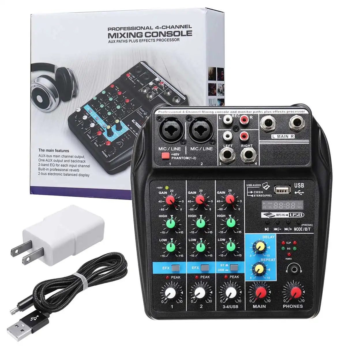 A4 Портативный 4 канала USB bluetooth аудио микшер запись Live Studio DJ звук микшерный пульт компьютерное воспроизведение для караоке KTV