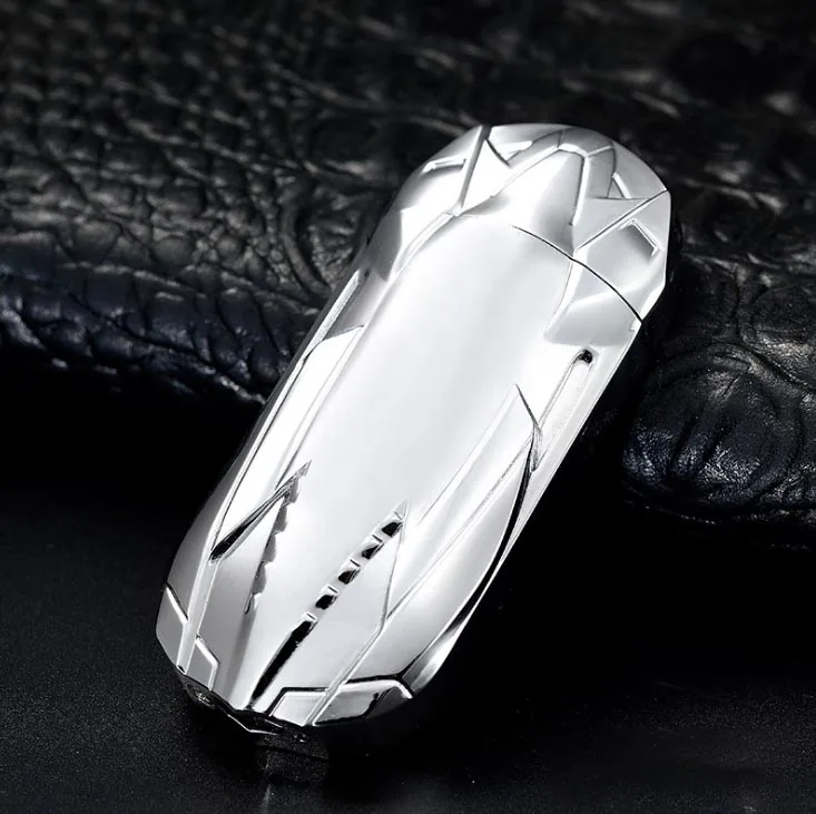 Sportscar Форма USB Зажигалка для сигарет; защита от ветра Heatwire Can лазерный логотип плазмы - Цвет: silver