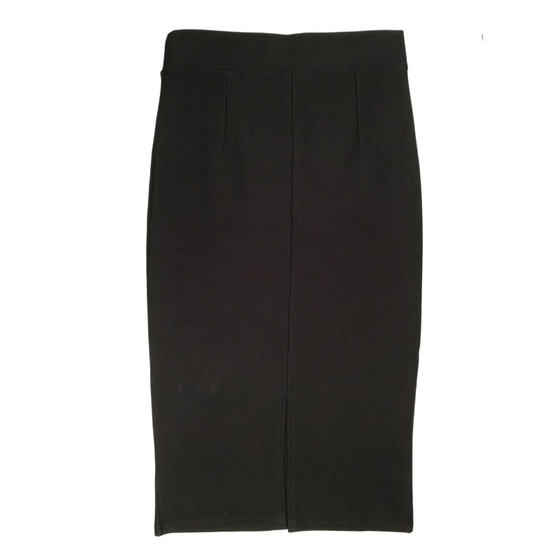 Флектит черная облегающая юбка карандаш миди для женщин с высокой талией длиной