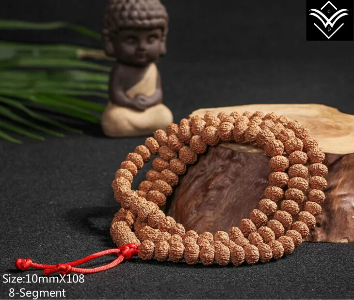 8 сегментов браслета Rudraksha 10 мм x 108 с плетением Будда|buddha bead bracelet|bead braceletbead buddha