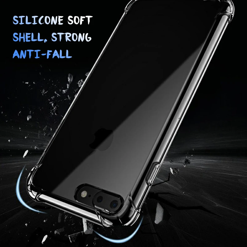 Силиконовый чехол из ТПУ для iPhone XR Xs Max 11 Pro X 8 7 Plus противоударный прозрачный
