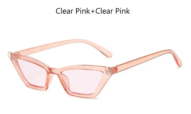 Clear Pink Pink Новое поступление, маленькая оправа, кошачий глаз, солнцезащитные очки для женщин,, квадратные, винтажные, прозрачные, розовые, красные, фирменный дизайн, Ретро стиль, дешевые очки, UV400 - Цвет линз: Clear Pink Pink
