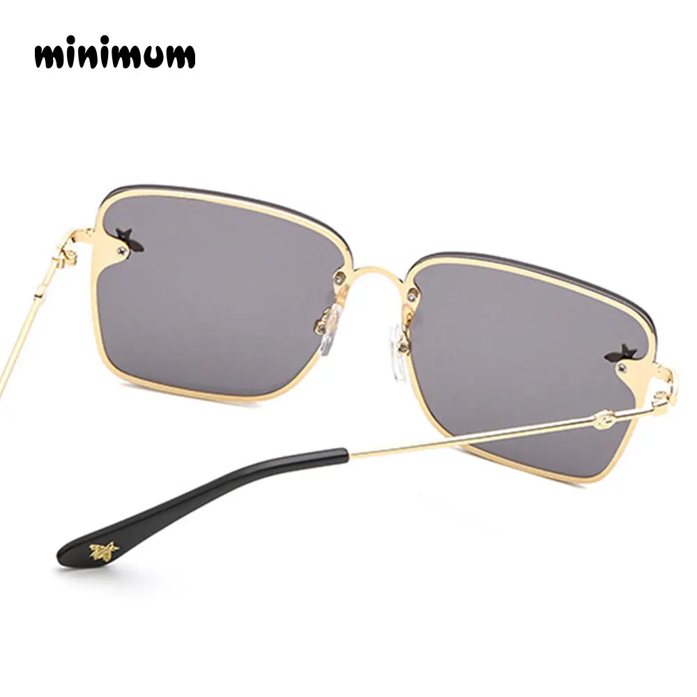 

MINIMUM Rimless Sunglasse Little Bee Personality Luxury Sunglasses Women Men Square Sun Glasses Brand Designer Vintage Lunettes