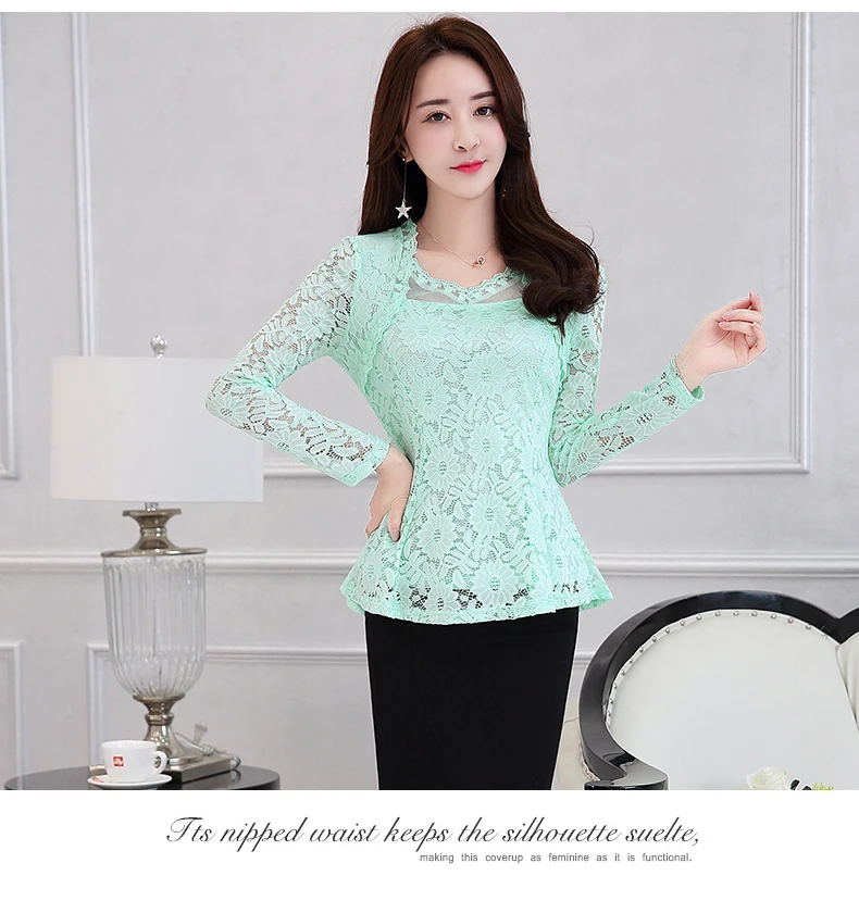 Новая мода renda blusas femininas, Женская кружевная рубашка, открытая кружевная блузка, рубашка для женщин, большие размеры, цветочные кружевные топы
