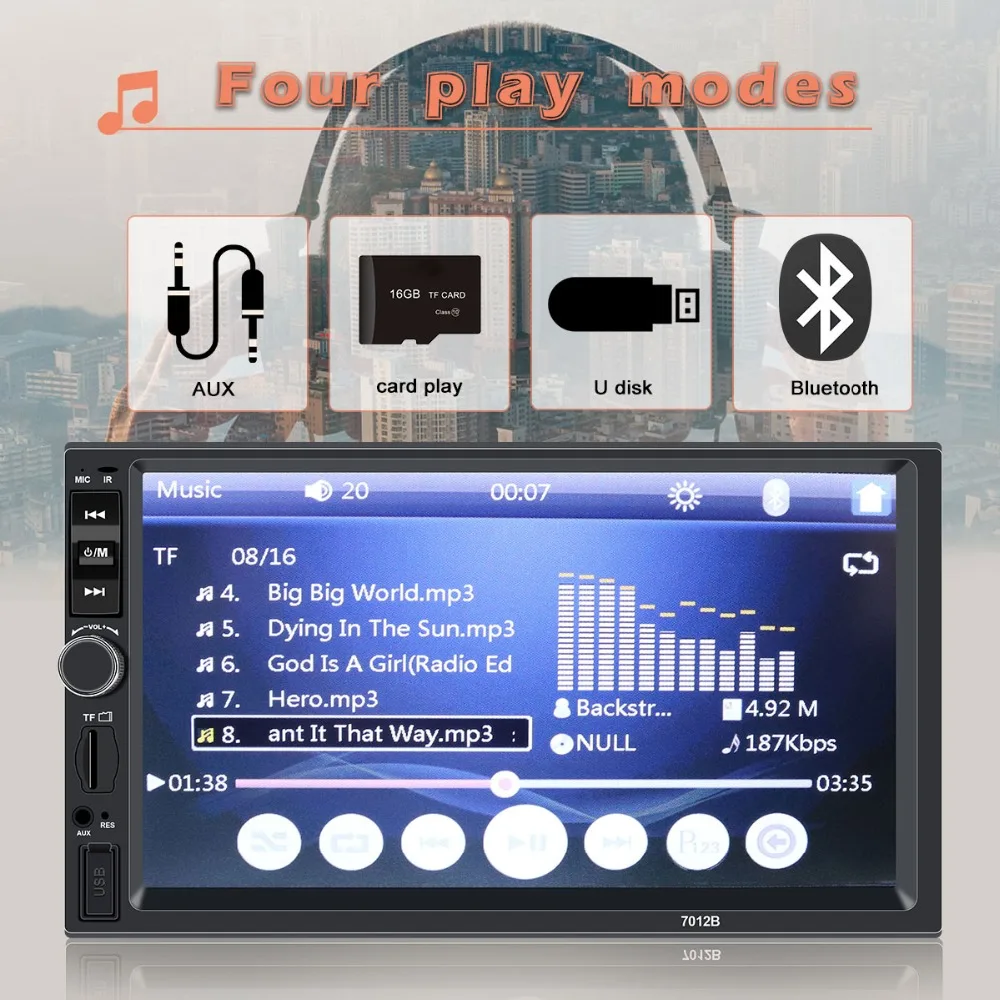2 din автомагнитола coche recorder Bluetooth 2din 12 В плеер " HD сенсорный экран MP3 MP5 Авто аудио стерео TF USB FM Авторадио 7012b