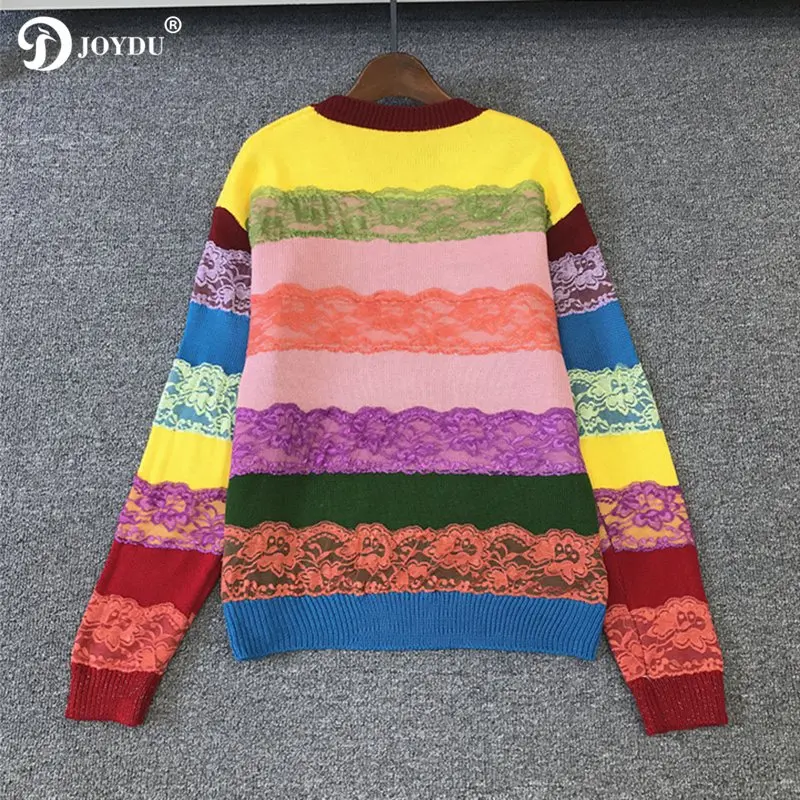 Женский хлопковый подиумный свитер JOYDU винтажный трикотажный в полоску с