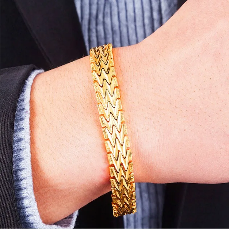 Мужской браслет золотого цвета длиной 21 см с цепочкой мужские браслеты подарок|men