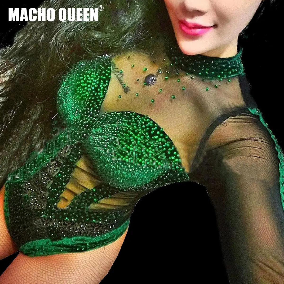 Костюмы Drag Queen комбинезон с бахромой стразы боди танцевальные костюмы женская