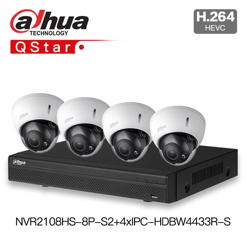 Dahua POE IP комплект видеонаблюдения Камера с NVR2108HS 8P S2 IPC HDBW4433R S P2P наблюдения Системы