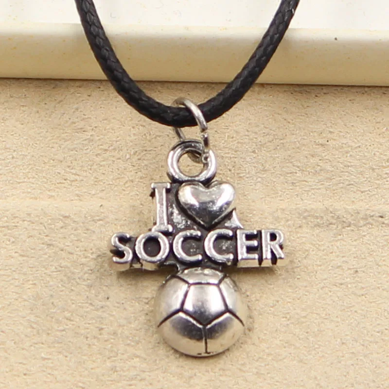 Новый модный Тибетский серебристый цвет кулон Я Люблю Футбол колье-чокер
