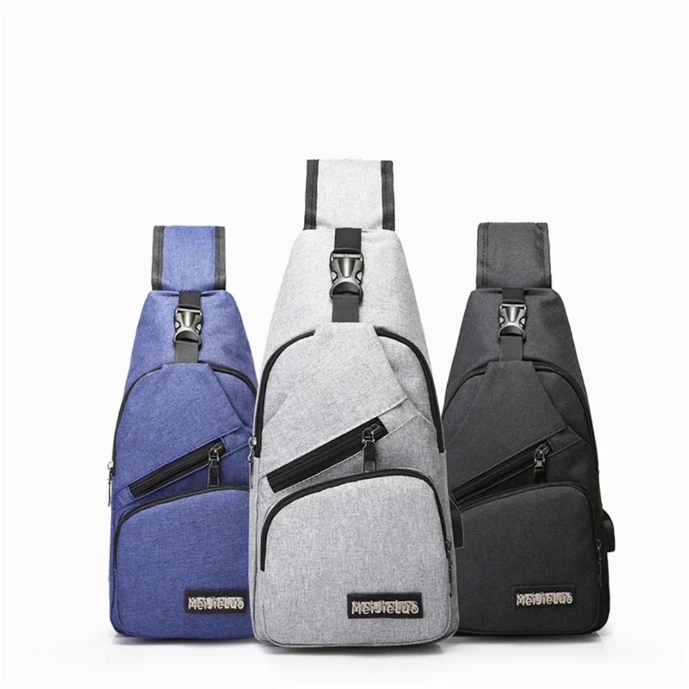 1pc USB Charging Men Chest Pack Casual Crossbody Wallet Antitheft Waists Travel Walking Shopping Purse Portable Money Pouch|Поясные