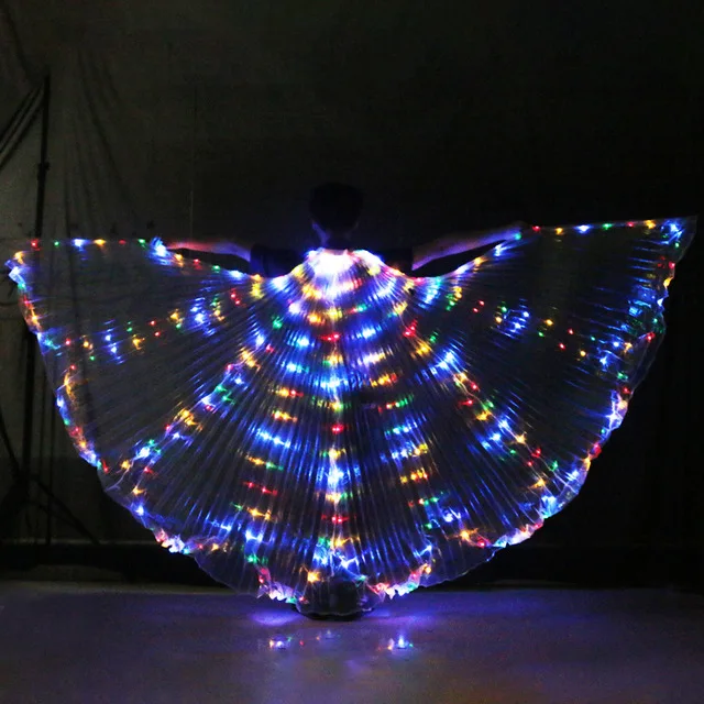 Multicolor butterfly Женские волоконно-оптические танцевальные крылья Египетский Танец живота Isis Крылья светодиодный индийский Пояс для танца живота танец Красочные Крылья включают палочки сумка крылья - Цвет: Multicolor butterfly