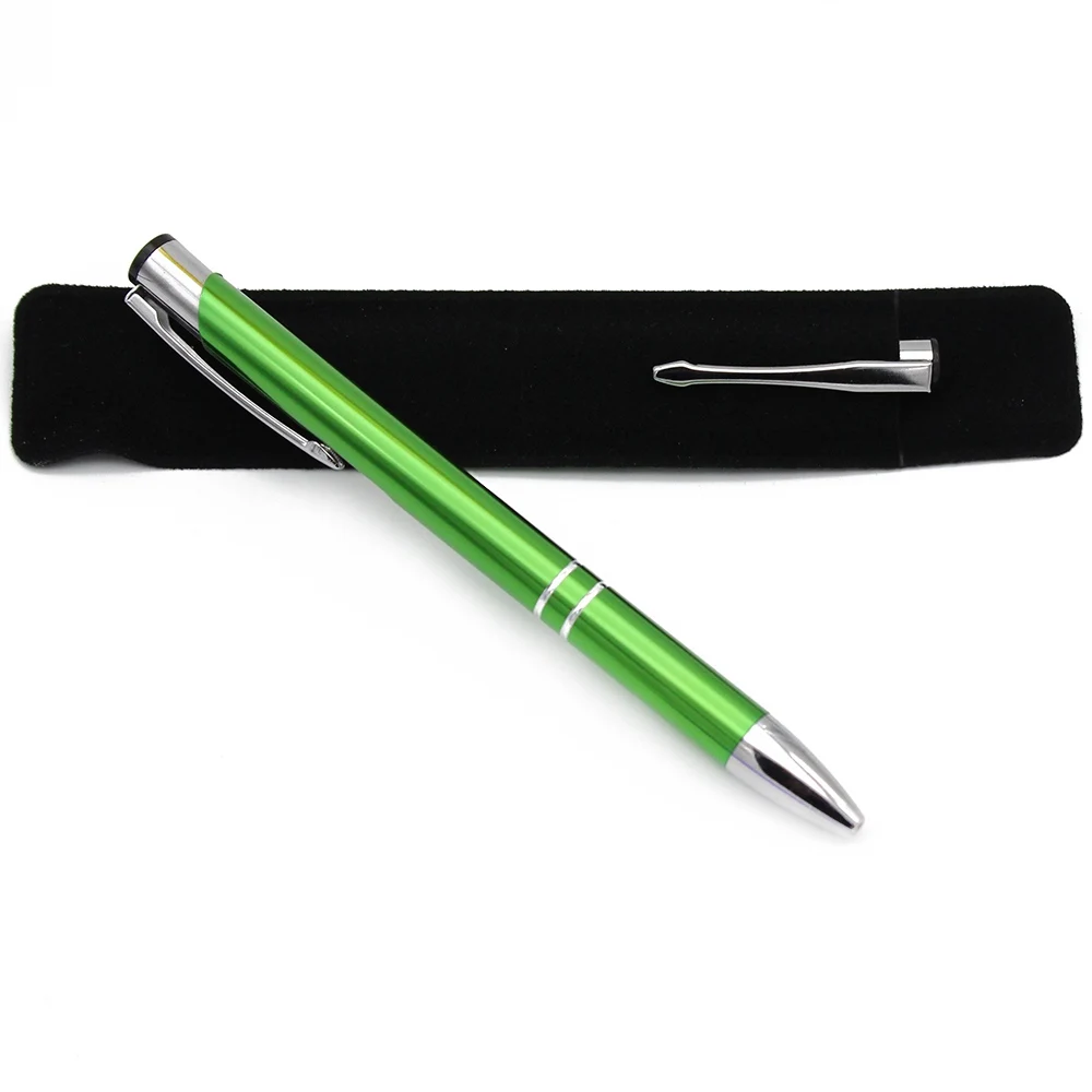 Green with Bag 30 штук, металлические шариковые ручки с гравировкой, персонализированные свадебные сувениры, для детского дня рождения, крещения, вечерние, Рождественский подарок на заказ - Цвет: Green with Bag