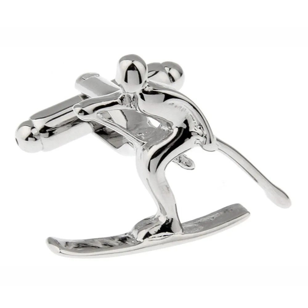 Way deng Модные посеребренные металлические медные запонки для лыжников мужские