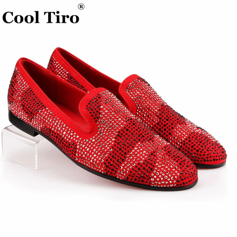 COOL TIRO/мужские лоферы из красной замшевой ткани шлёпанцы со стразами повседневные