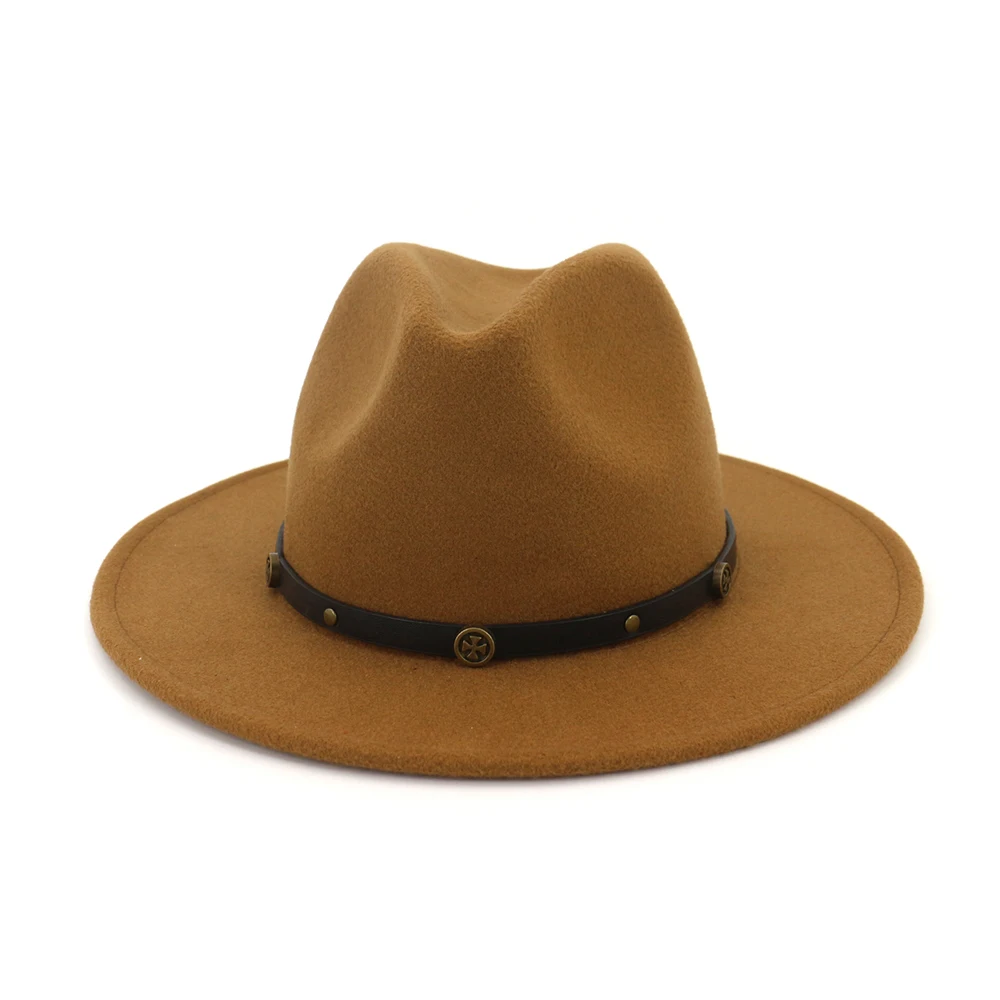 Осень широкими полями женский шерсть хлопок Fedora джазовая шляпа Кепка зима теплая