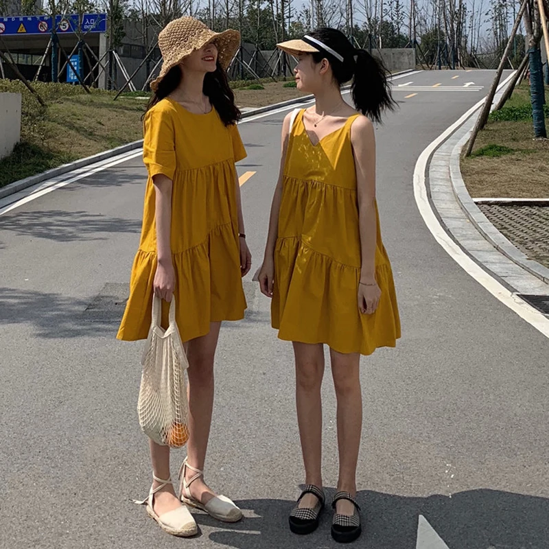 2 стиля Mihoshop Ulzzang Корейская женская модная одежда летнее простое милое желтое