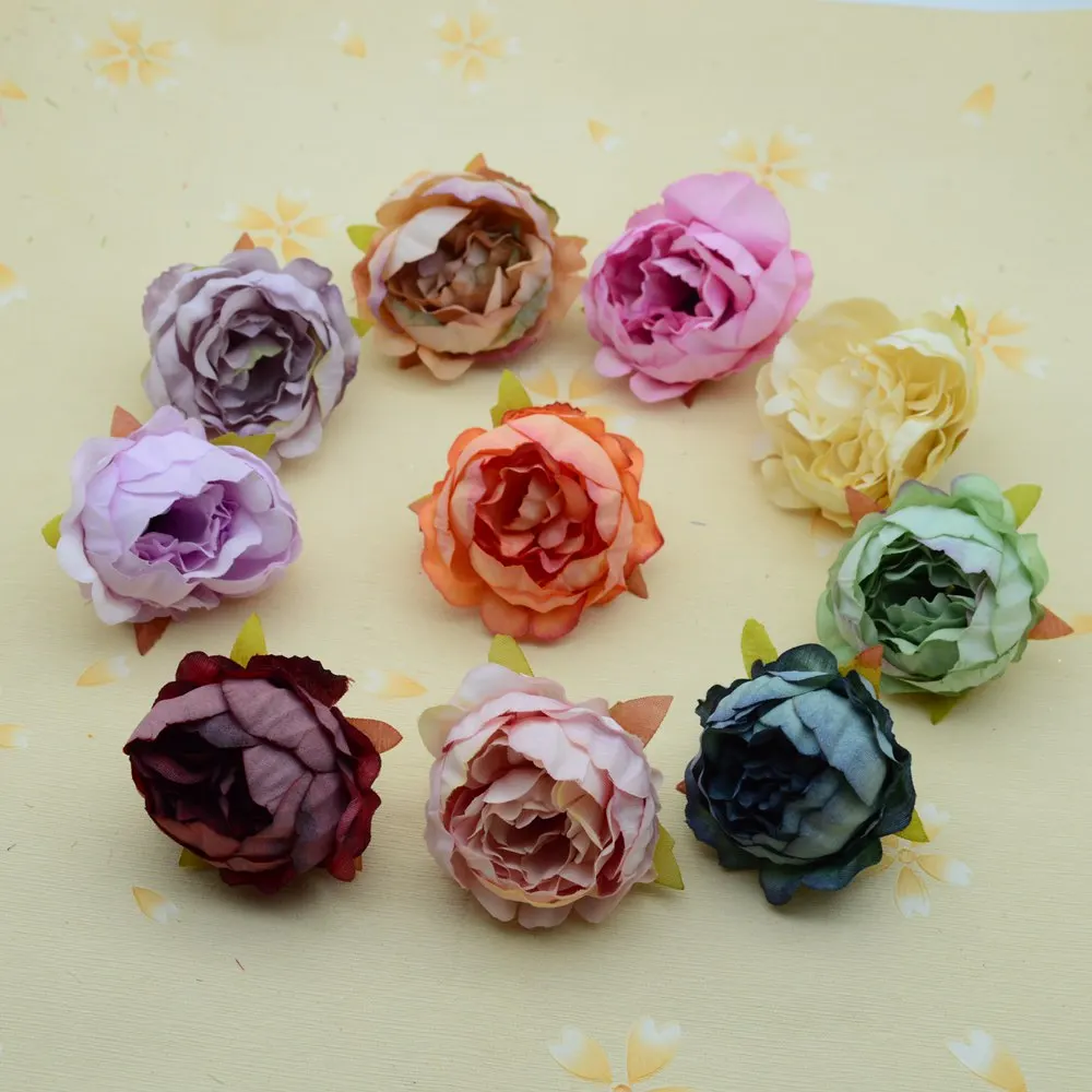 

100pcs Artificial Plants Party Supplies Christmas Home Garden Decor Accessories Fake Stamen Flower Diy Gift Garland Silk Peonies