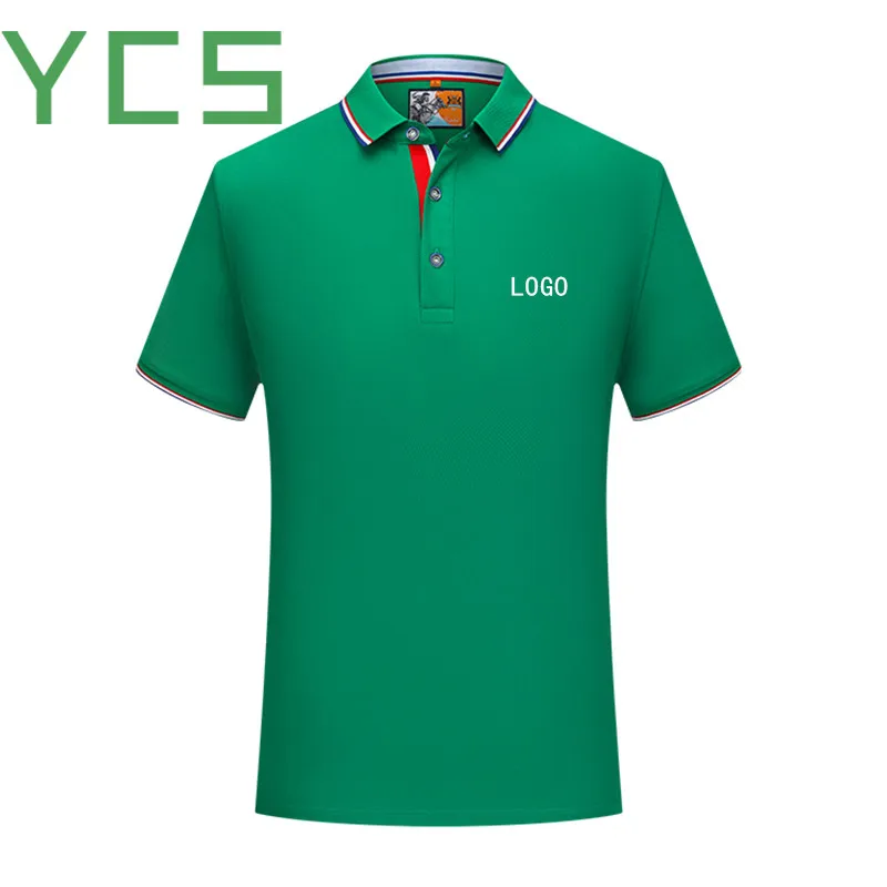 YCS Custom Polo короткая мужская хлопковая рубашка с коротким рукавом летняя Однотонная футболка поло верхняя одежда на заказ с принтом/вышивкой с логотипом - Цвет: Green