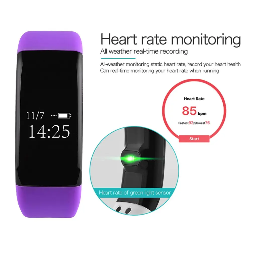 V66 Спорт Smart Band Bluetooth IP68 Водонепроницаемый монитор сердечного ритма браслет