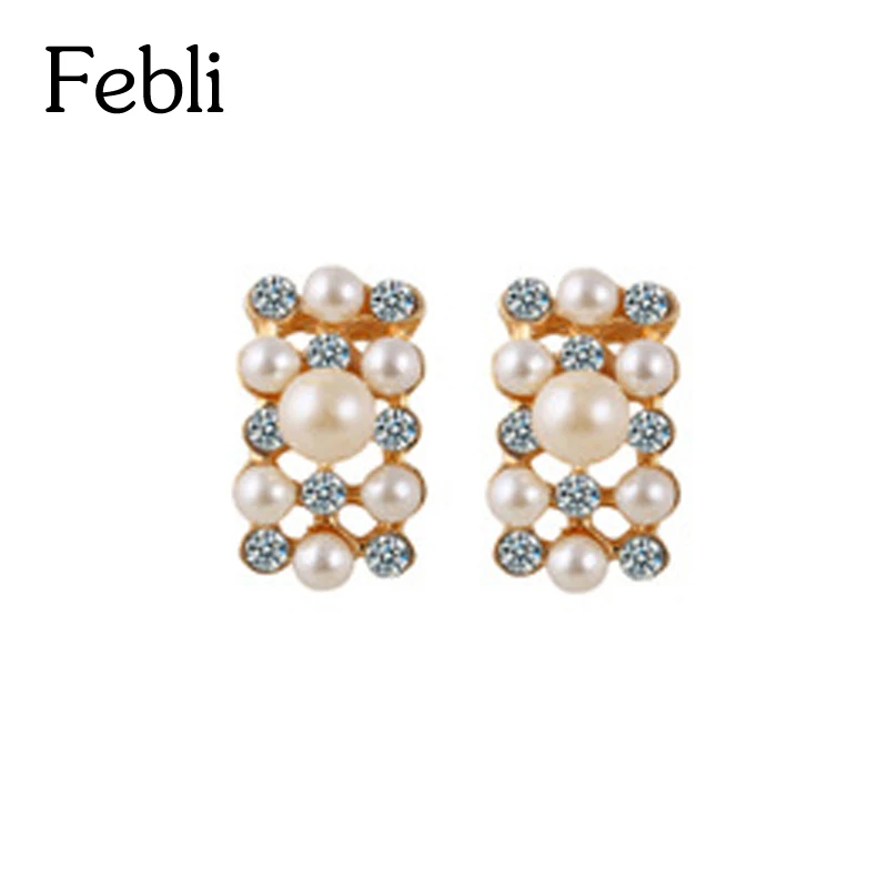 Febli Simulated Pearl Jewelry For Women Crystal Flower Necklace Earring Set Collana Sets Parure Bijoux Perlas Jewellery | Украшения и