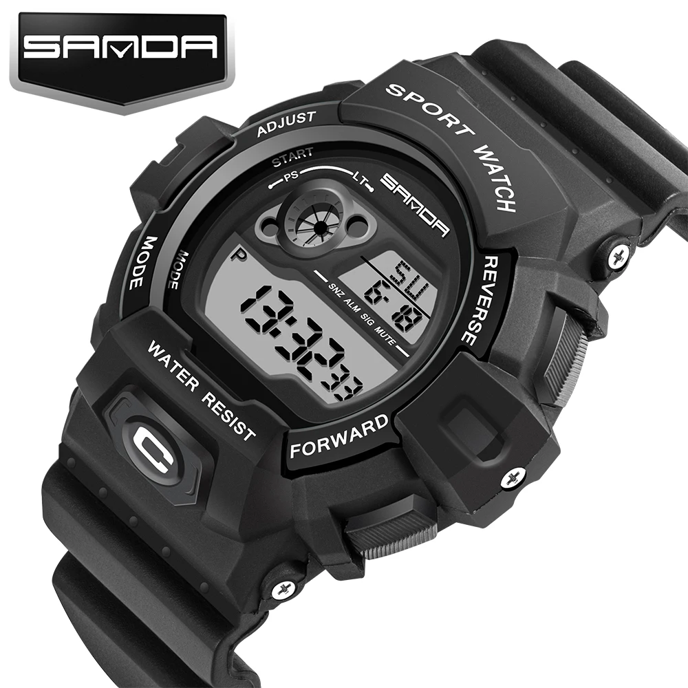 SANDA модные спортивные часы мужские Цифровые многофункциональные дизайнерские