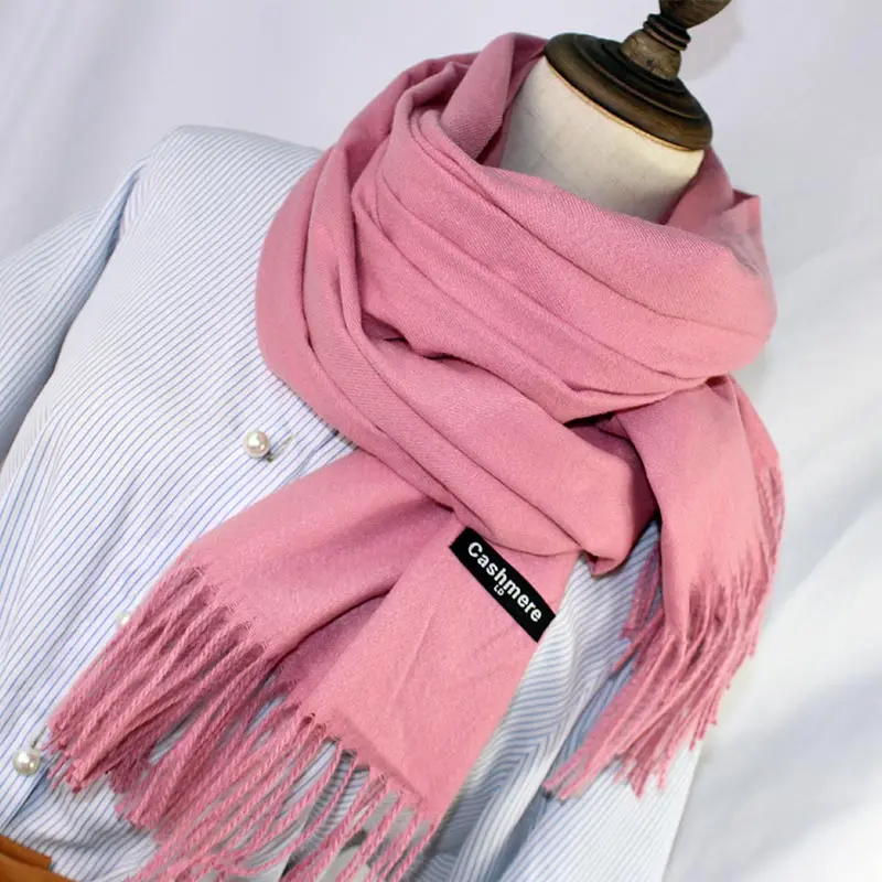 

Women's Scarves Solid Color Cashmere Scarf Tippet Tassel Lady Winter Thick Warm Scarf High Quality Female Shawl Wrap Neckerchief