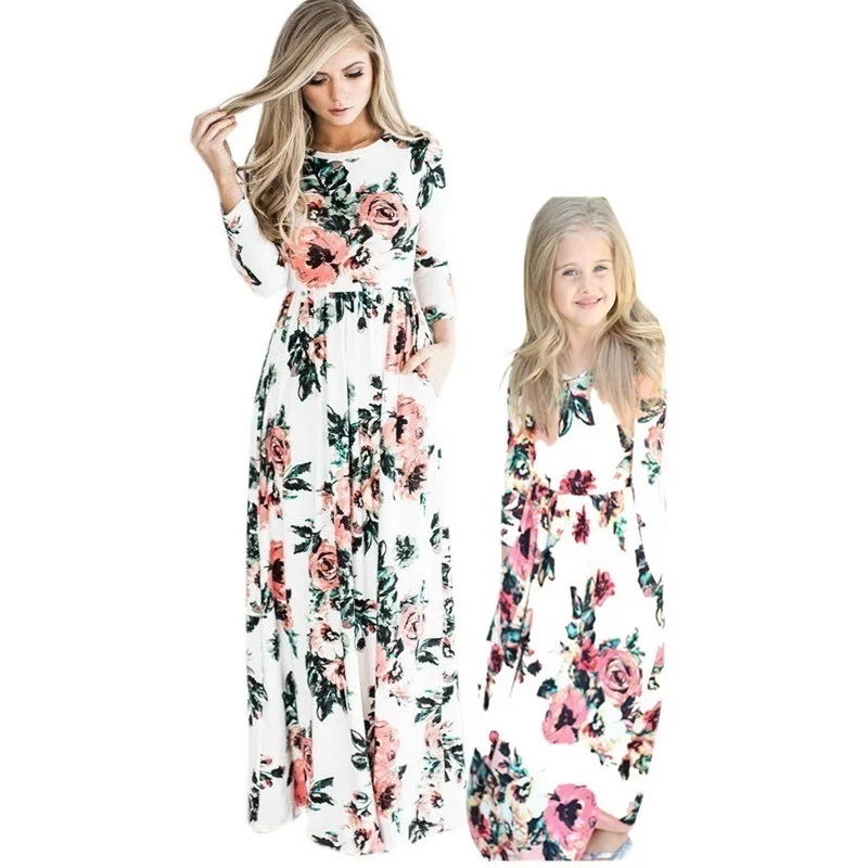 COSPOT/пляжное длинное платье для мамы и дочки богемное с длинными рукавами