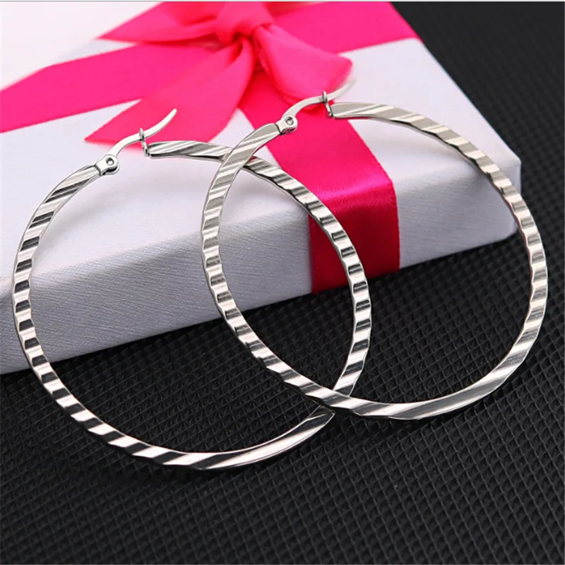 Женские серьги-гвоздики из нержавеющей стали золотистые/Серебристые большие