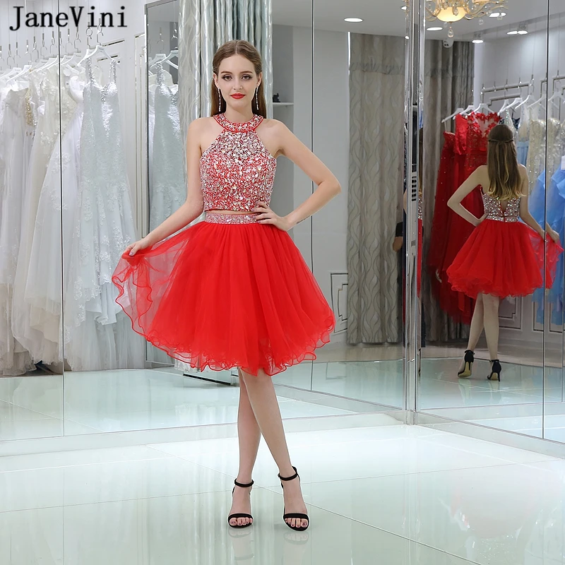 JaneVini очаровательное красное платье подружки невесты из двух частей