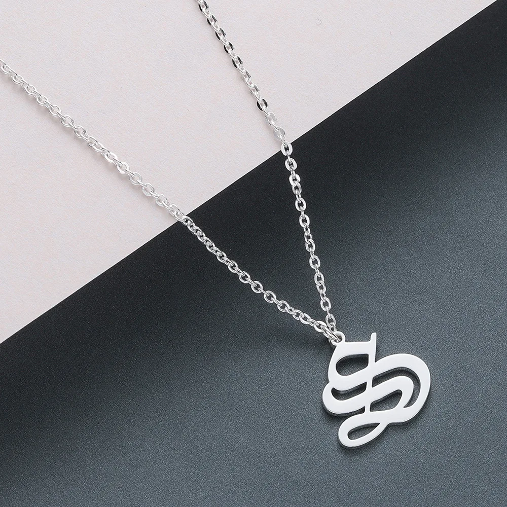 Old English Letter S Pendant Necklace Stainless Steel 26 Alphabet Name Mother's Day Gift Gracias Regalo | Украшения и