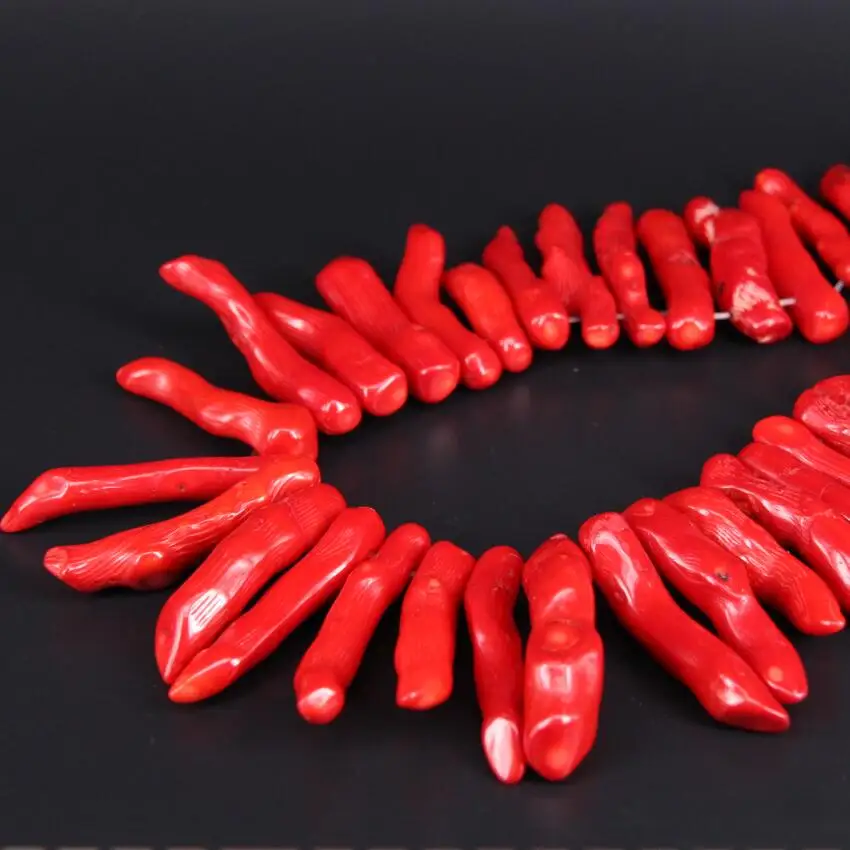 Натуральный Красный бамбуковый Коралл сверху просверленные бусины Чили Длинные