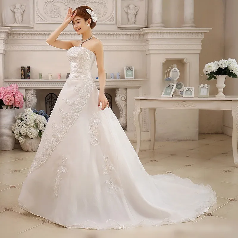 Vestidos De Novia белые свадебные платья без бретелек с рюшами и вышивкой из бисера Элегантные Свадебные платья с коротким шлейфом Gelinlik