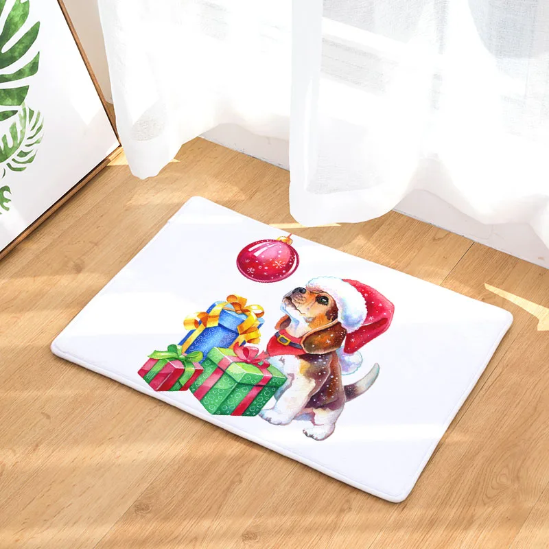 Comwarm Entrance Front Door Mat Non-Slip Animals Christmas Rugs Pengue Cat Puppy Decorative Leaves Yoga Floor Carpet For Kitchen | Дом и сад