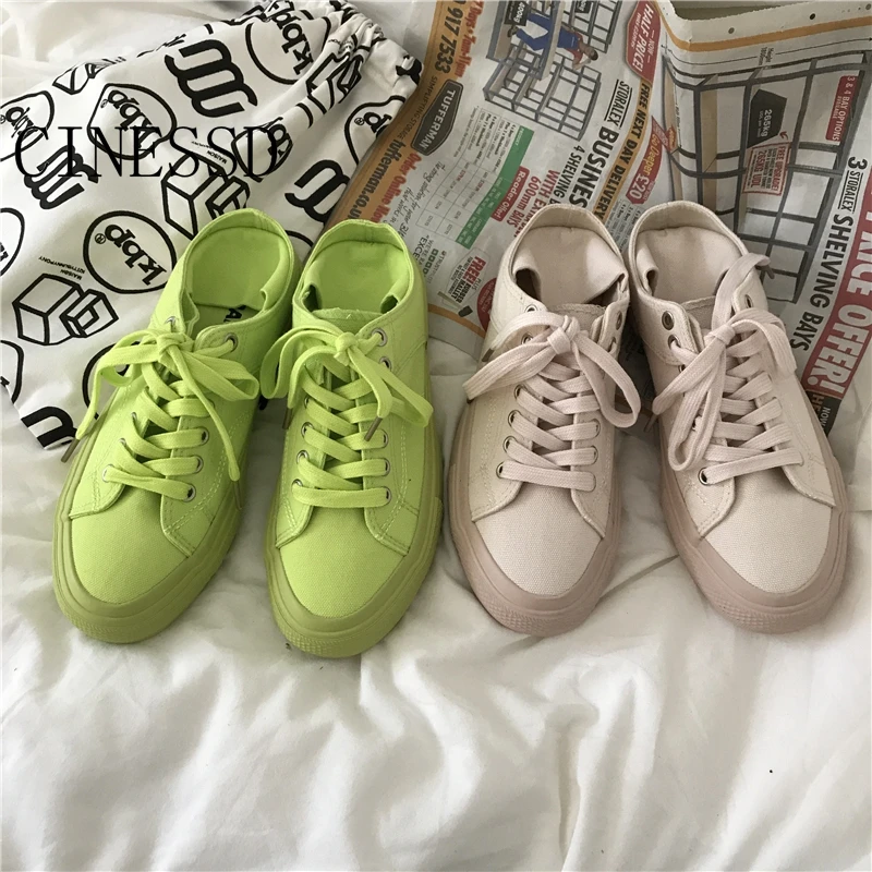 Женские вулканизированные кеды в Корейском стиле Повседневная дышащая обувь на