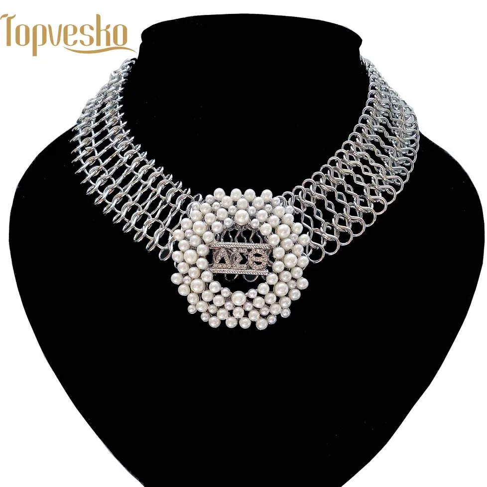 Topvesko женское модное большое эффектное колье zeta Phi Beta жемчужное ожерелье, комплект украшений