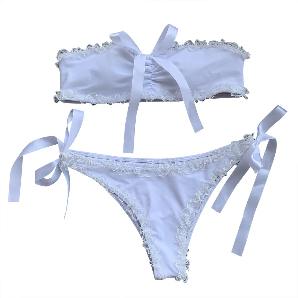 SAGACE костюмы из двух предметов кружевной купальник сплошной с узором бантиком