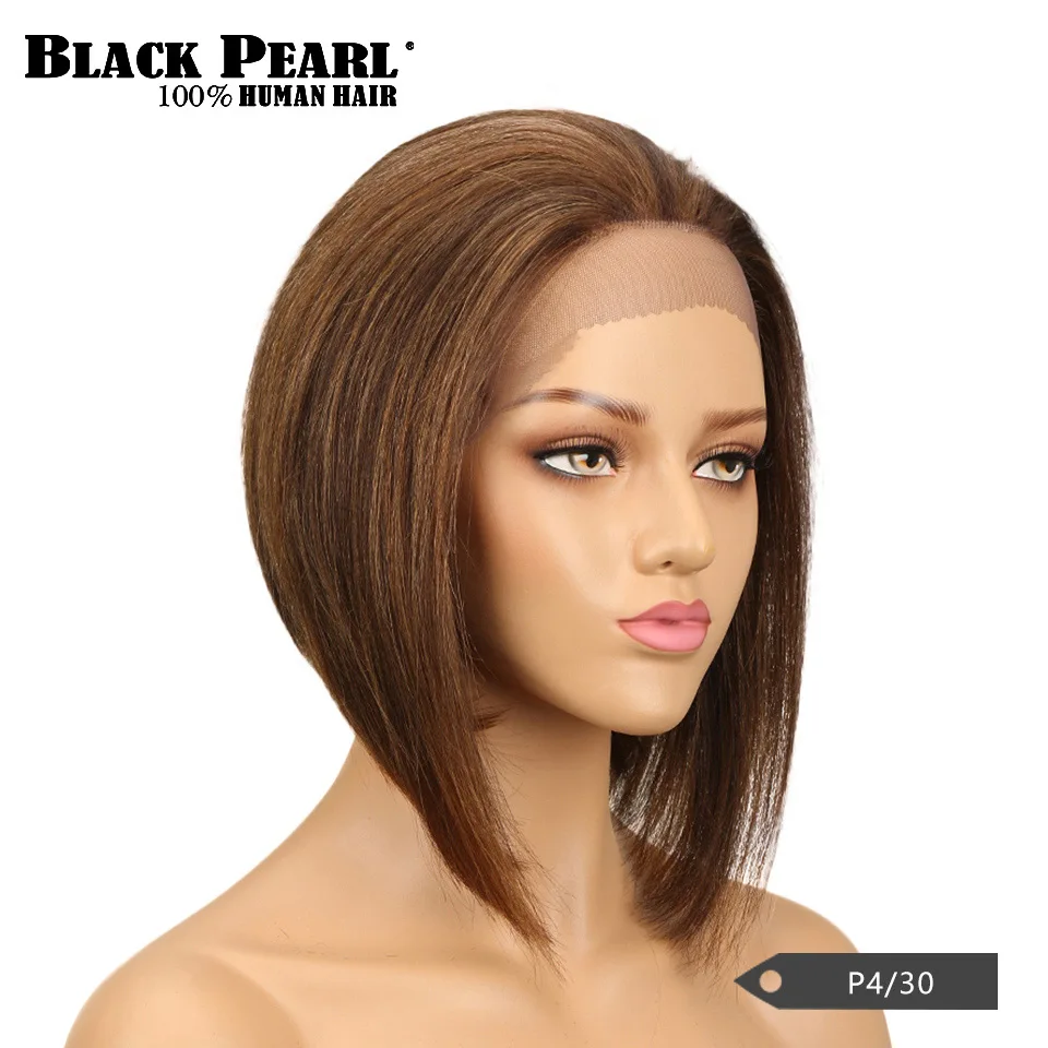 От Black Pearl, прямой парик бразильский Волосы remy Синтетические волосы на кружеве человеческие волосы парик блондинка короткие парики для Для женщин - Цвет волос: P4-30