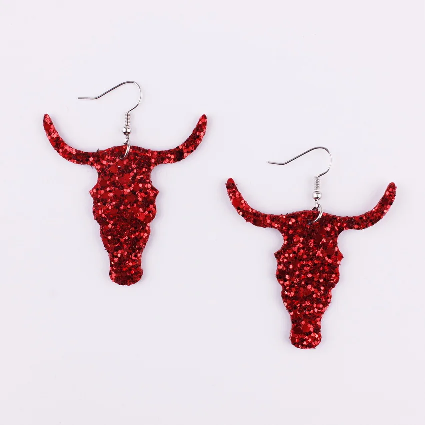 Блестящие висячие серьги из кожи с рогами для женщин 10 цветов на выбор | Украшения