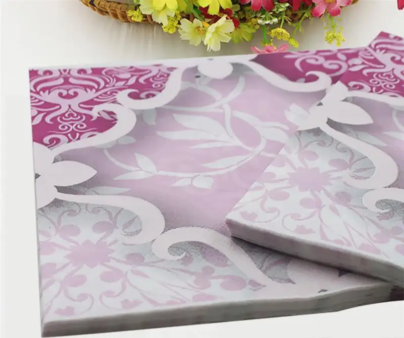 100 шт. вечерние салфетки элегантные цветочные узоры Бумага напитки