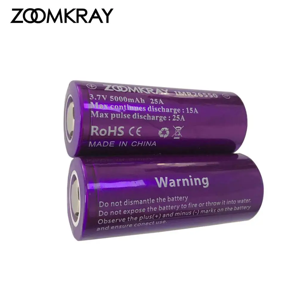Zoomkray высокое Мощность IMR 26650 Перезаряжаемые литий ионный Батарея 5000 мАч 3 7 В для